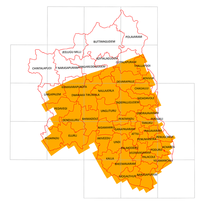 Storm surge inundation map for cyclone with wind speed 